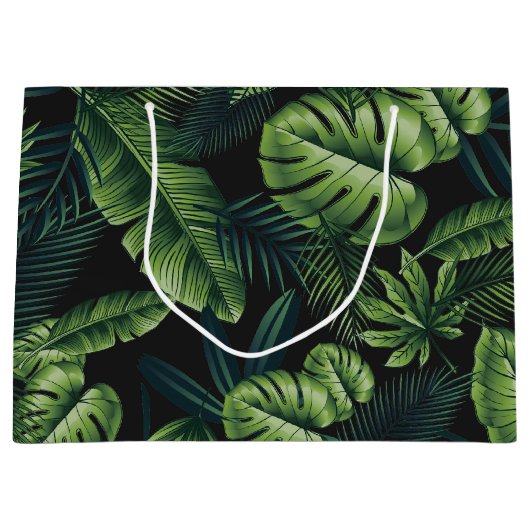 Tropische Blätter Große Geschenktüte (Vorderseite)