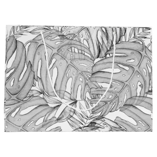 Tropische Blätter Große Geschenktüte (Rückseite)