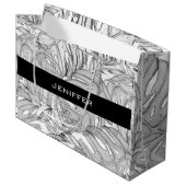 Tropische Blätter Große Geschenktüte (Vorderseite Schrägansicht)