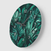 Tropische Blätter Große Wanduhr (Winkel)