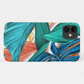 Tropische Blätter grün blau Case-Mate iPhone Hülle (Rückseite (Horizontal))
