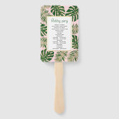 Tropische Blätter, grün, goldfarben, rosa Hochzeit Fächer (Rückseite)