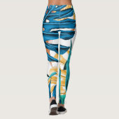 Tropische Blätter grün und blau Leggings (Rückseite)