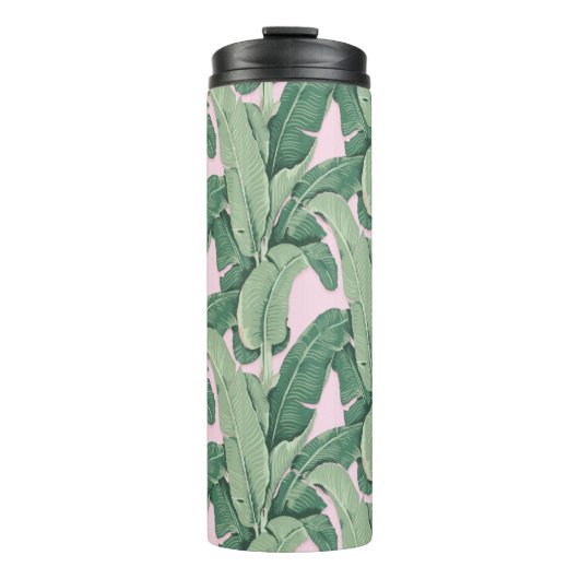 Tropische Blätter grün und rosa | Cabana Thermosbecher (Vorderseite)