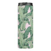 Tropische Blätter grün und rosa | Cabana Thermosbecher (Rückseite)