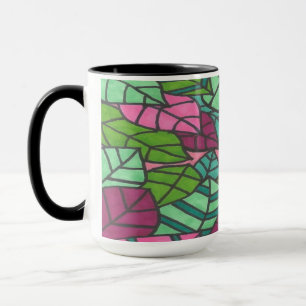 Tropische Blätter grün und rosa Tasse