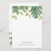 Tropische Blätter | Grün und Weiß Dankeskarte (Vorne/Hinten)