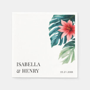 Tropische Blätter Grüne Boho Moderne Hochzeit Serviette