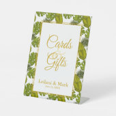 Tropische Blätter Grüne Gold Cards und Geschenke H Sockelschild (Vorderseite)