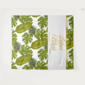 Tropische Blätter Grüne und goldene Braut Hintergr Wandteppich (Vorderseite (Horizontal))