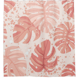 Tropische Blätter: handgezeichnet Vintages Muster. Duschvorhang