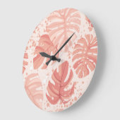 Tropische Blätter: handgezeichnet Vintages Muster. Große Wanduhr (Winkel)