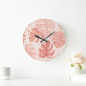 Tropische Blätter: handgezeichnet Vintages Muster. Große Wanduhr (Zuhause)
