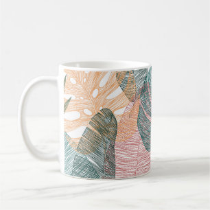 Tropische Blätter: handgezeichnet Vintages Muster. Kaffeetasse