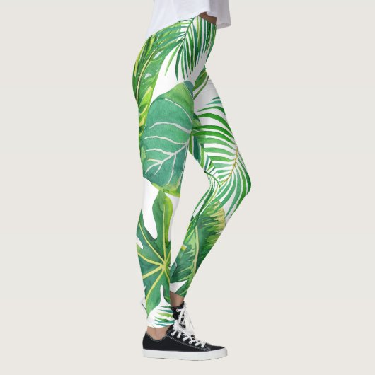 Tropische Blätter Hawaii Modern Summer Beach Moder Leggings (Rechts)