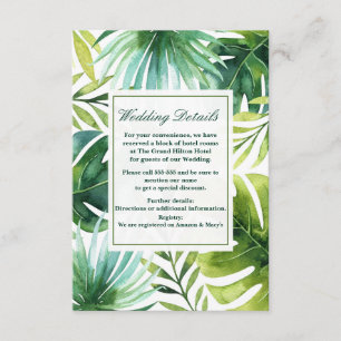 Tropische Blätter Hawaiian Sommerhochzeit Details Begleitkarte