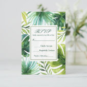 Tropische Blätter Hawaiian Summer Wedding RSVP (Stehend Vorderseite)