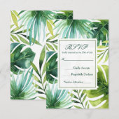 Tropische Blätter Hawaiian Summer Wedding RSVP (Vorne/Hinten)