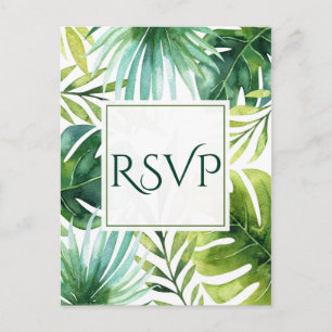 Tropische Blätter Hawaiian Summer Wedding RSVP Einladungspostkarte