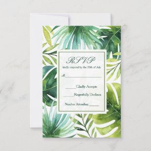 Tropische Blätter Hawaiian Summer Wedding RSVP Karte