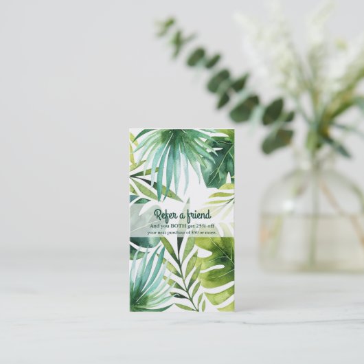 Tropische Blätter Hawaiianische Pflanze Ein Freund Empfehlungskarte (Stehend Vorderseite)