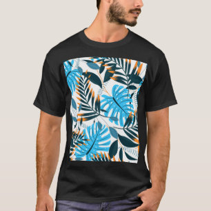 Tropische Blätter Helles, weißes Muster T-Shirt