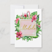 Tropische Blätter Hibiskus Flamingo Mahalo Vielen Dankeskarte (Vorderseite)