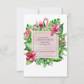 Tropische Blätter Hibiskus Flamingos Danke Karte (Rückseite)