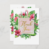 Tropische Blätter Hibiskus Flamingos Danke Karte (Vorne/Hinten)