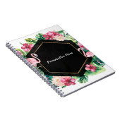 Tropische Blätter Hibiskus Flamingos Eleganter Chi Notizblock (Rechte Seite)