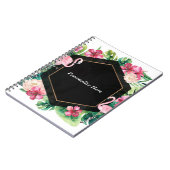 Tropische Blätter Hibiskus Flamingos Eleganter Chi Notizblock (Linke Seite)