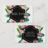 Tropische Blätter Hibiskus Flamingos Eleganter Chi Visitenkarte (Vorne/Hinten)