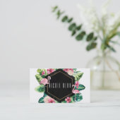 Tropische Blätter Hibiskus Flamingos Eleganter Chi Visitenkarte (Stehend Vorderseite)