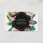 Tropische Blätter Hibiskus Flamingos Eleganter Chi Visitenkarte (Rückseite)