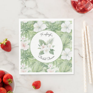 Tropische Blätter Hibiskus Florales Brautdusche Serviette