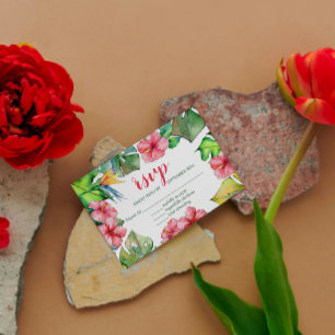 Tropische Blätter Hibiskus Hawaiian Luau RSVP-Kart RSVP Karte