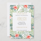 Tropische Blätter Hibiskus Wasserfarbe Einladung (Vorderseite)