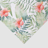 Tropische Blätter Hibiskus Wasserfarbe Seidenpapier (Detail)