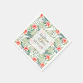 Tropische Blätter Hibiskus Wasserfarbenhochzeit Serviette (Ecke)