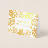 Tropische Blätter Hochzeit Danke Foto Gold Folienkarte (Vorderseite)