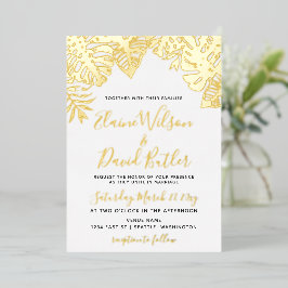 Tropische Blätter Hochzeit Folieneinladung