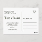 Tropische Blätter Hochzeit Foto Vielen Dank Postkarte (Rückseite)