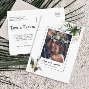Tropische Blätter Hochzeit Foto Vielen Dank Postkarte
