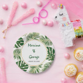 Tropische Blätter Hochzeit in grünem Gold Pappteller (Party)