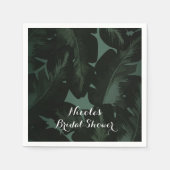 Tropische Blätter Hochzeit mit Grün und Schwarz Serviette (Vorderseite)