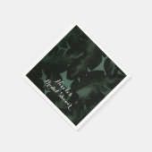 Tropische Blätter Hochzeit mit Grün und Schwarz Serviette (Ecke)