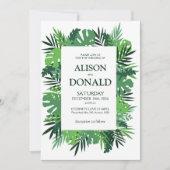 Tropische Blätter Hochzeit mit Palmenblättern Einladung (Vorderseite)