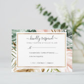 Tropische Blätter Hochzeit RSVP (Stehend Vorderseite)