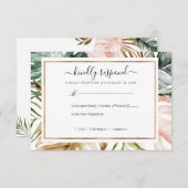 Tropische Blätter Hochzeit RSVP (Vorne/Hinten)