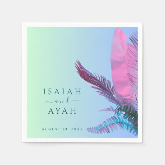 Tropische Blätter Hochzeit Serviette (Vorderseite)